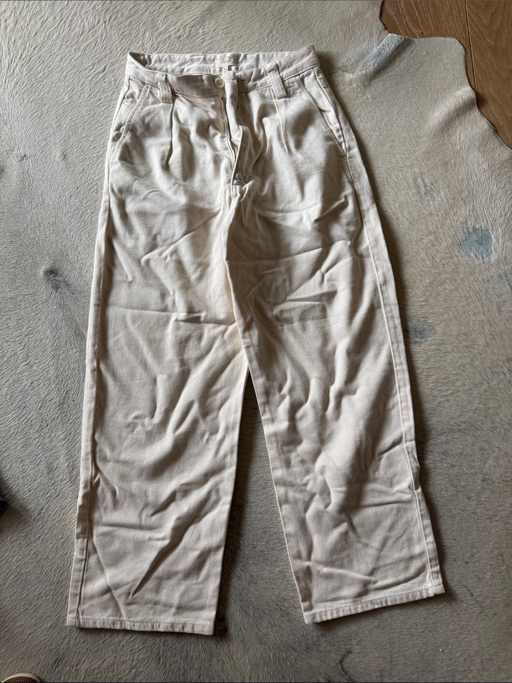 OZMA Cream High-Waist Wide-Leg Pants